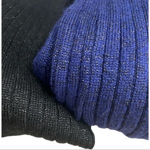 Blue Orchid Black Shimmer Metallic Ribbed Knit Sweater Dress NWT L